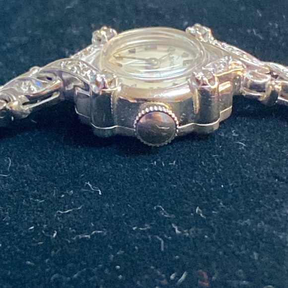 Vintage Longines 14k White Gold Diamonds Art Nouveau Wind Up Watch - Picture 7 of 17